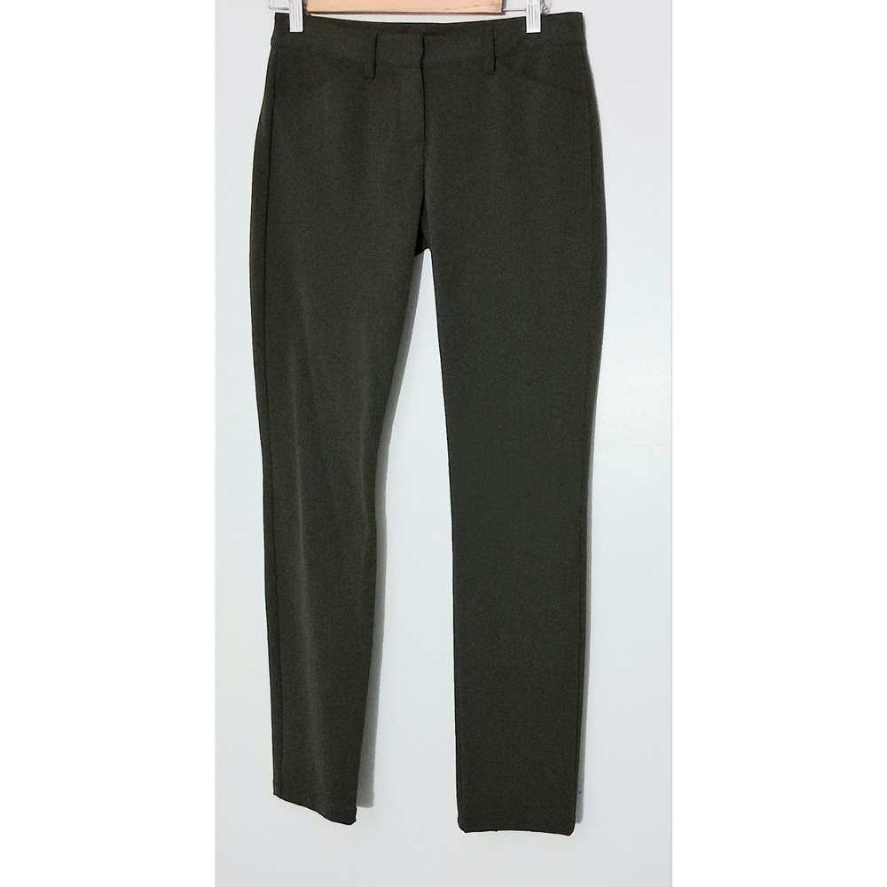 Theory Pants Women's Size 2 Olive Green Slim Fit Nylon Blend Pockets Pre-owned